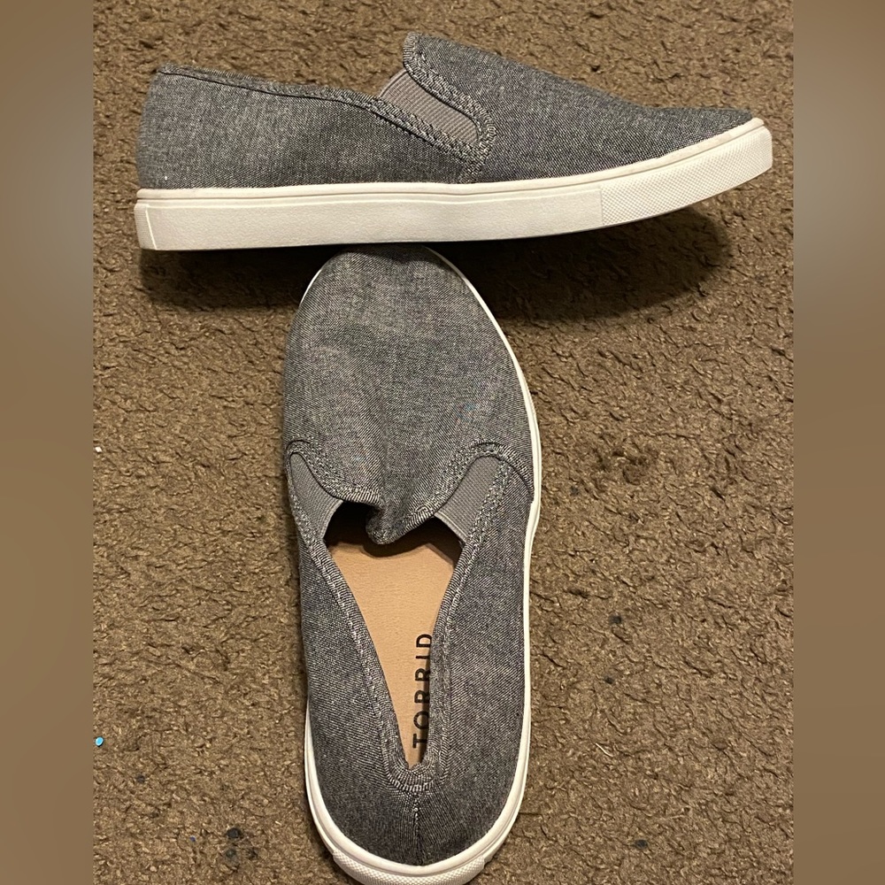 torrid Gray Slip-On Canvas Flats with White Soles